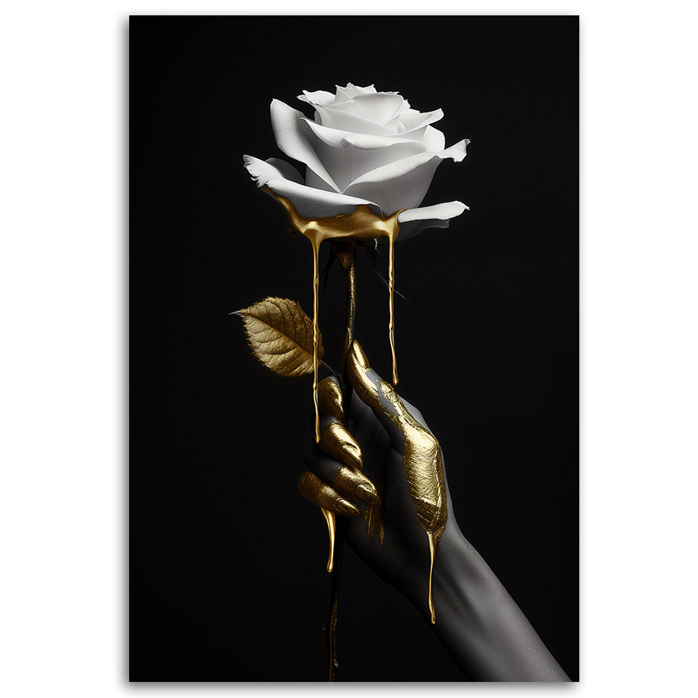 Leinwanddruck, Rose in Gold - Druck