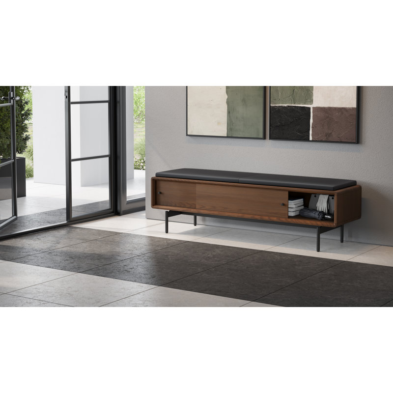LINQ Leather Storage Bench, Mocha