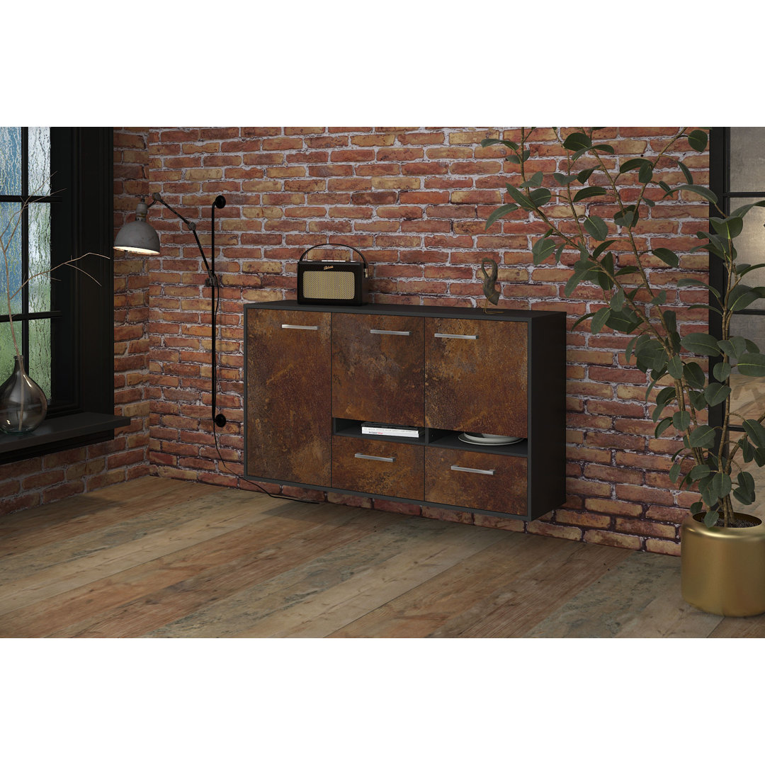 Das Sideboard Bartinus hat ein schwebendes Design und Metallgriffe