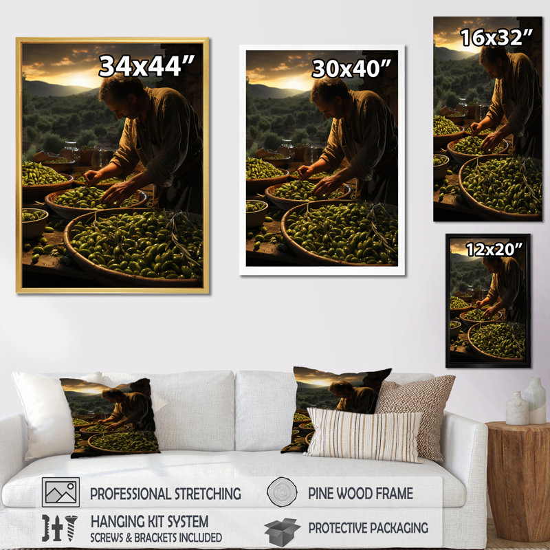 Espagne Espagne Olive Harvest II - impression, Cadre photo noir, H 32 po x l 24 po x P 1 po
