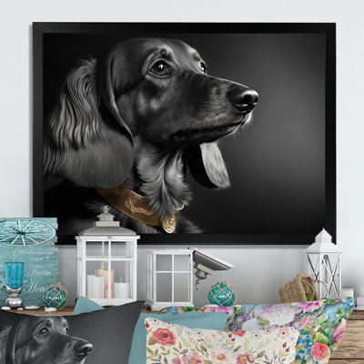 «Moriel Portrait Of A Black Glam Dachshund VII», reproduction sur toile