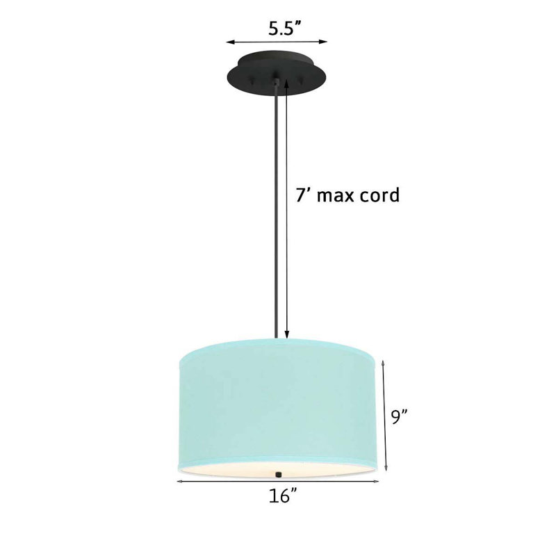 Luminaire suspendu tambour 2 lumières Ovies, Noir