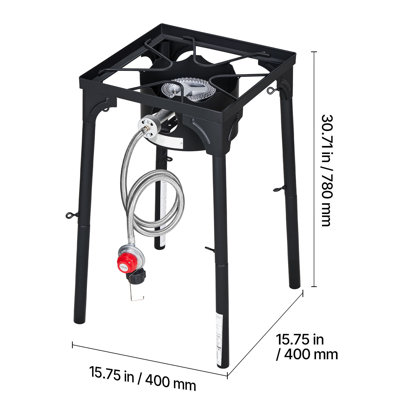 Single Burner Outdoor Propane Gas Stove, 100,000 BTU Propane LPG Gas Camping Stove, Heavy Duty Carbon Steel Outdoor Cooker, with Tall Stand & PSI Regulator, for BBQ Camp Home Patio RV Cooking