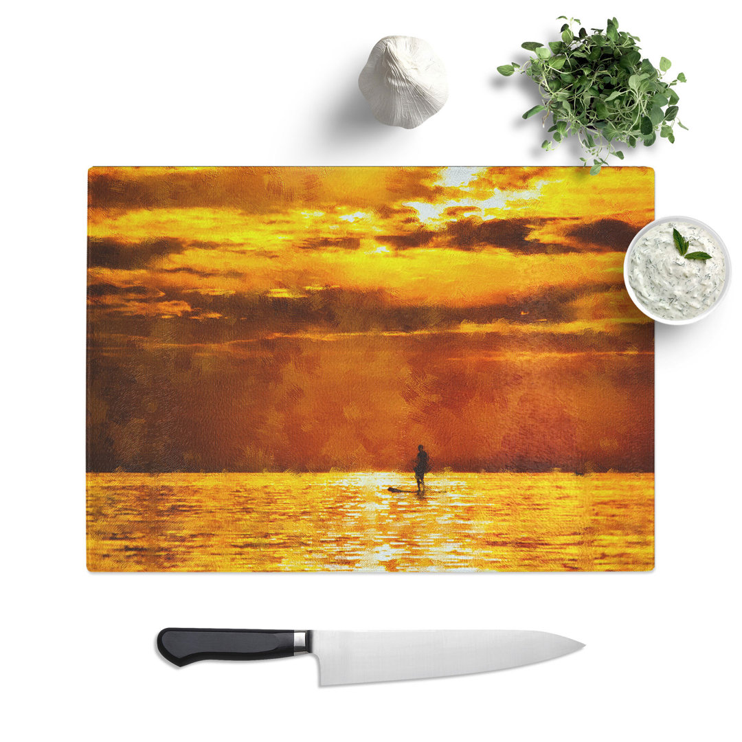 Paddleboarding at Sunset Painting Chopping Board