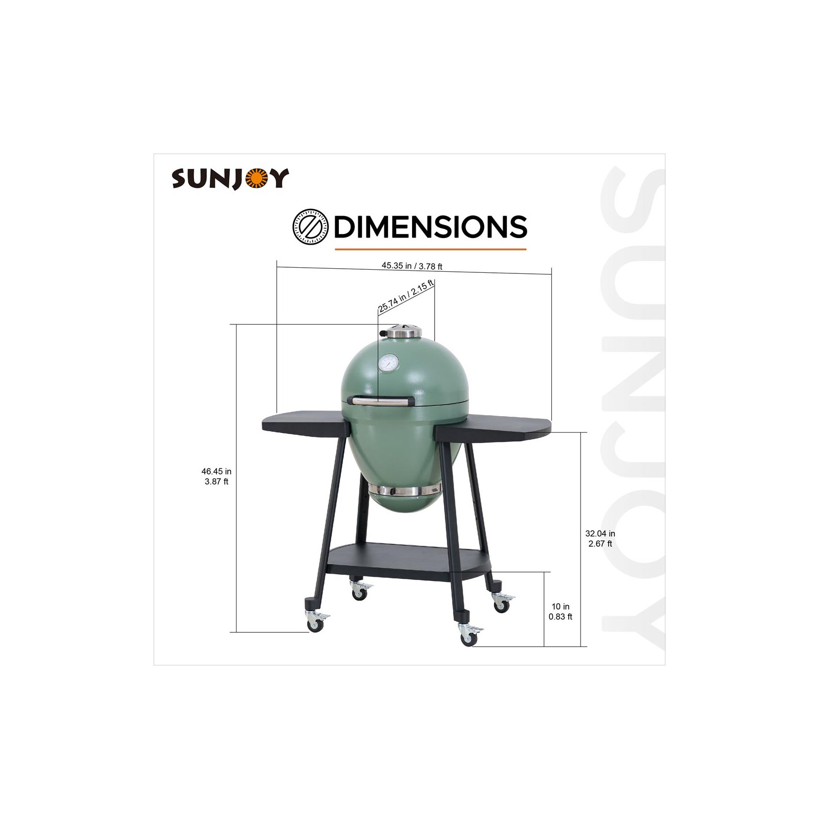 Charcoal Grill 20-Inch Kamado Grill Outdoor Egg Grill with Pizza Stone, Ultimate BBQ Grill and Smoke, Green