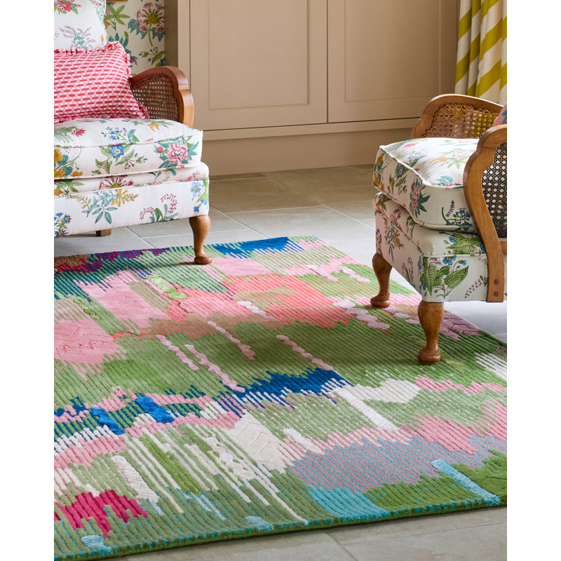 Wilderness Hand Tufted Wool/Viscose Abstract Area Rug in Peridot/Emerald, Rectangle 5'7" x 7'10"