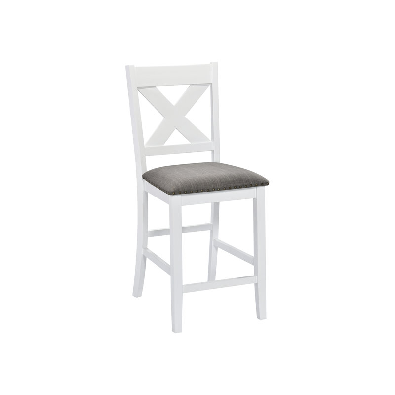 Ensemble de 2 chaises de comptoir rembourrées Pereira, Blanc