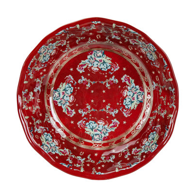 Patchwork Bandana Red Melamine Floral Western 1 Piece Serving Bowl