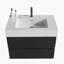 Meuble-lavabo de 30 pi avec lavabo en quartz d'ingénierie et tiroirs noirs doux, meuble-lavabo mural flottant pour salle de bain moderne, lavabo blanc brillant une pièce, KD-364989460
