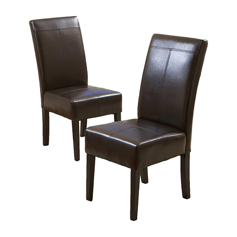 Ensemble de 2 chaises de salle à manger en cuir reconstitué avec cadre en bois reconstitué brun chocolat PERTICA KD