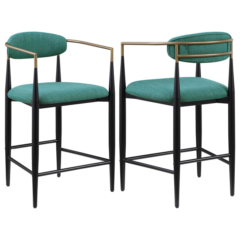 Tabouret de bar 29,75 po Amen, Boucle beige / base noire, Tabouret de comptoir (siège d'une hauteur de 25 p
