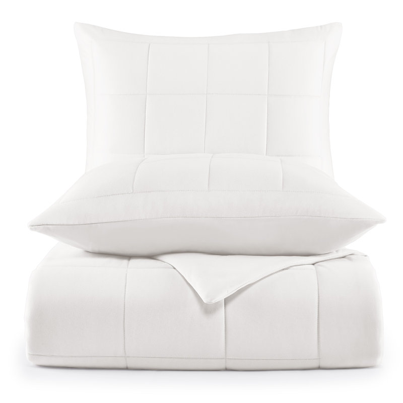 Wonderful Cooling 3-Piece Jersey Quilt Set, King Quilt + 2 King Shams, White