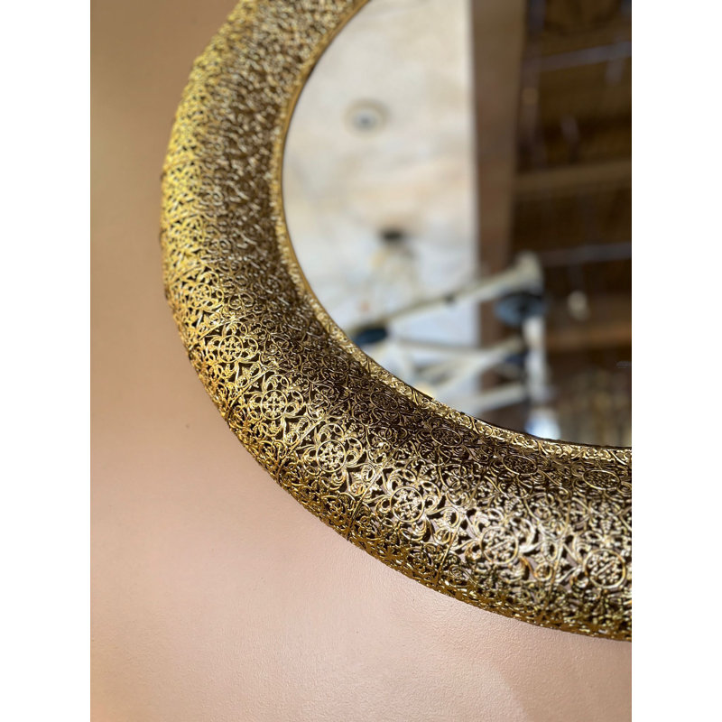Miroir d'appoint Jamaur, 35,43 po x 35,43 po, Or