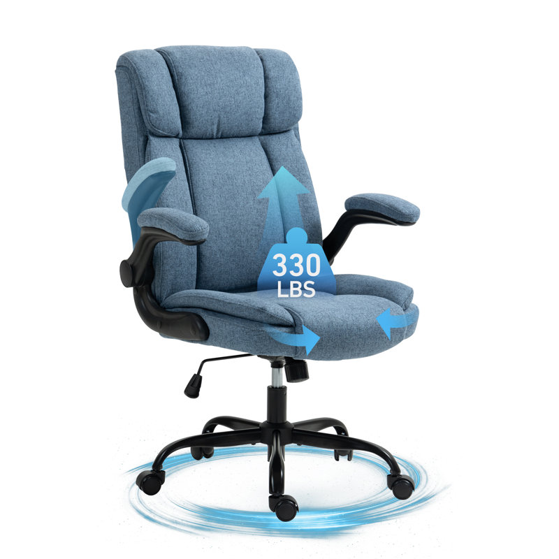 Kroen High Back Ergonomic Executive Office Chair with Flip-up Armrests (Blue), Blue