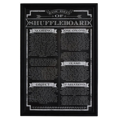 «Shuffleboard Game Rules», art textuel encadré