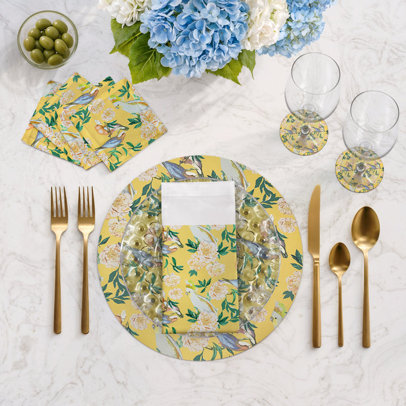 Peony Inspira Pebbles 16" Vinyl Placemat, Goldenrod