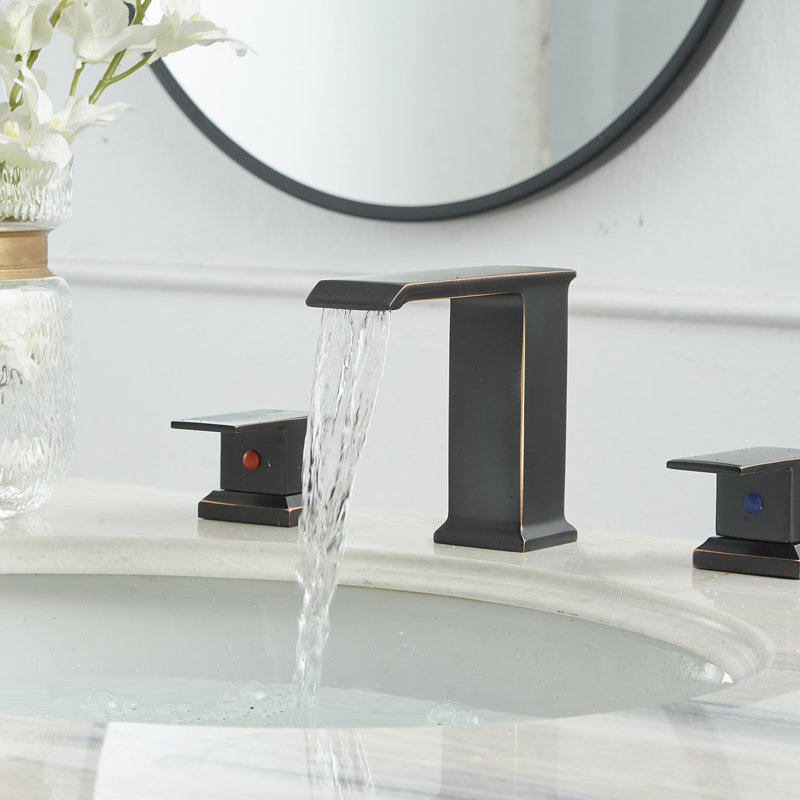 8 In. Waterfall Widespread 2-Handle 3 Holes Bathroom Faucet, Oil Rubbed Bronze