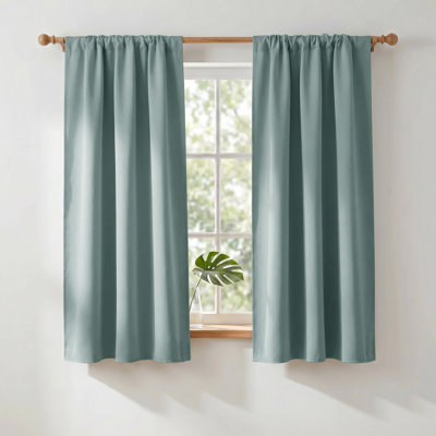 RV Blackout Curtains for Camper Windows, Greyish Blue, Kitchen Curtains, Short Blackout Drapes, Thermal Insulated Rod Pocket Window Treatment Draperies for Nursery, 2 Panels