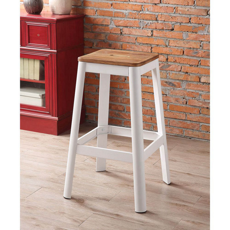 Tabouret 30 "en bois massif, Blanc