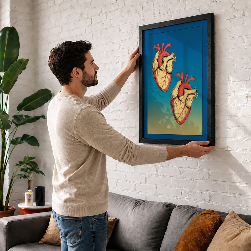 Anatomical Hearts Modern - Framed Print, A4 - 29.7 x 21.0 cm, White