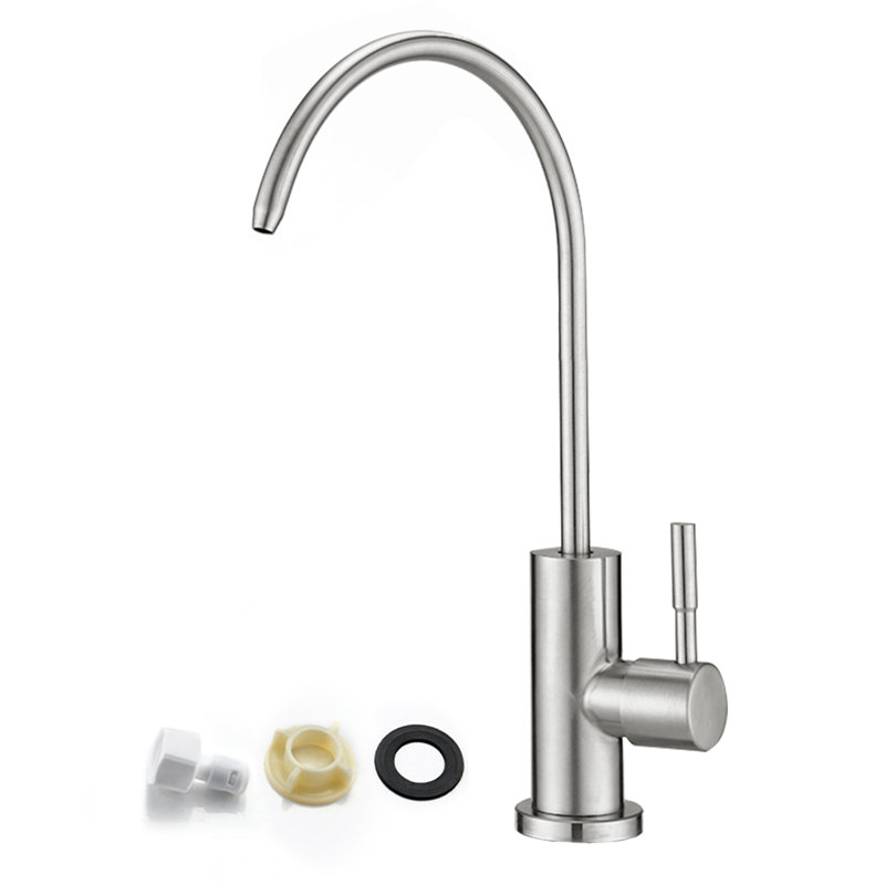 Lead-Free Stainless Steel Drinking Water Faucet With 360° Swivel High-Arc Spout, Brushed Nickel