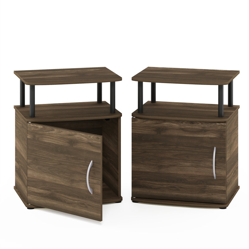 Ouest Side Table with Storage, Columbia Walnut/Black