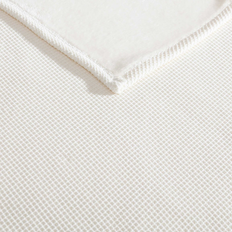 Vera Wang Chenille Jacquard Solid Reversible Blanket, Beige, King