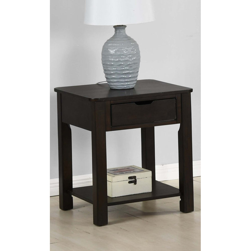 Wooden End Table With Hidden Compartment