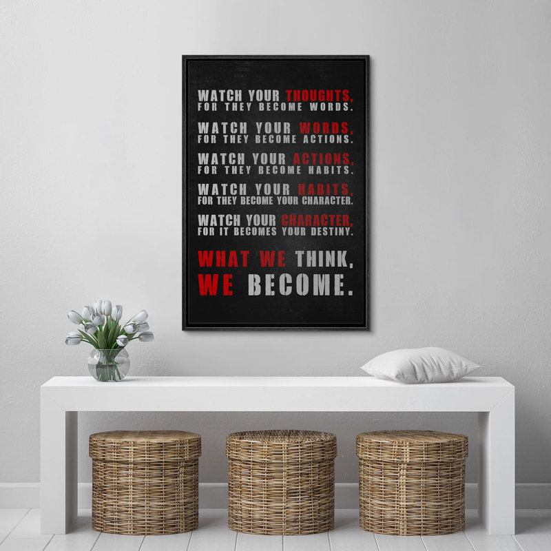 Citation inspirante sur toile, H 36 po x l 24 po x P 1,5 po, Noir