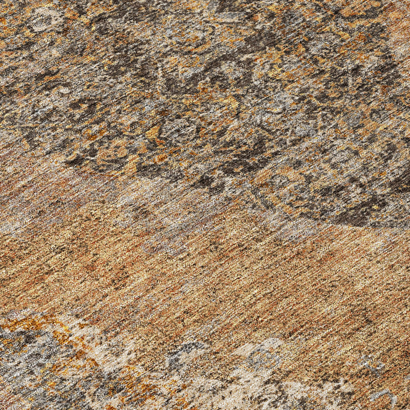 Machine Washable Indoor/Outdoor Xhevrie Copper Rug, Round 8'