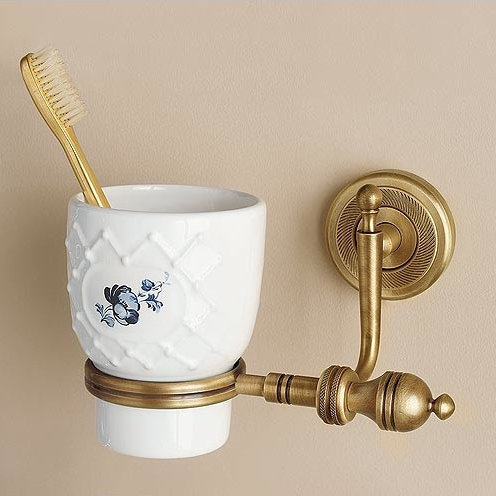 Grandes gobelets et porte-gobelet muraux, Chrome et or