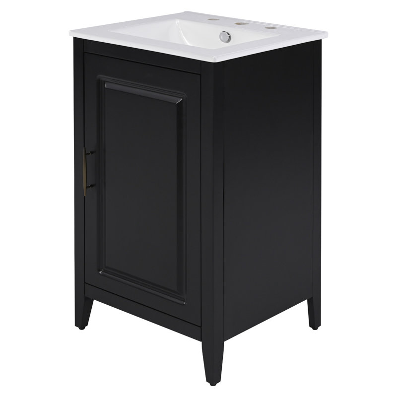 Meuble-lavabo de 20,3 po avec lavabo, tiroir fonctionnel, tablette de porte, porte à fermeture en douceur