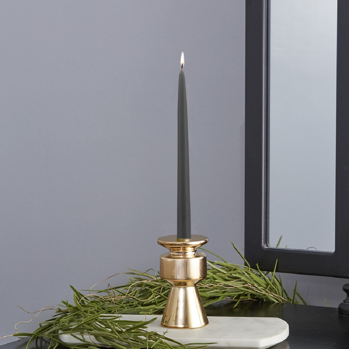 12 Piece Unscented Taper Candle Set, 9" H x 0.88" W x 0.88" D, Stone