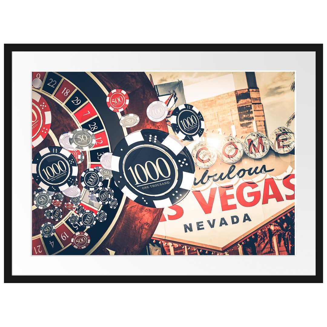 Gerahmtes Poster Las Vegas Casino Roulette