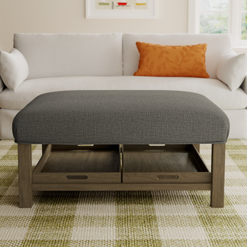 Manorville Upholstered Ottoman, Drusky Gray Performance