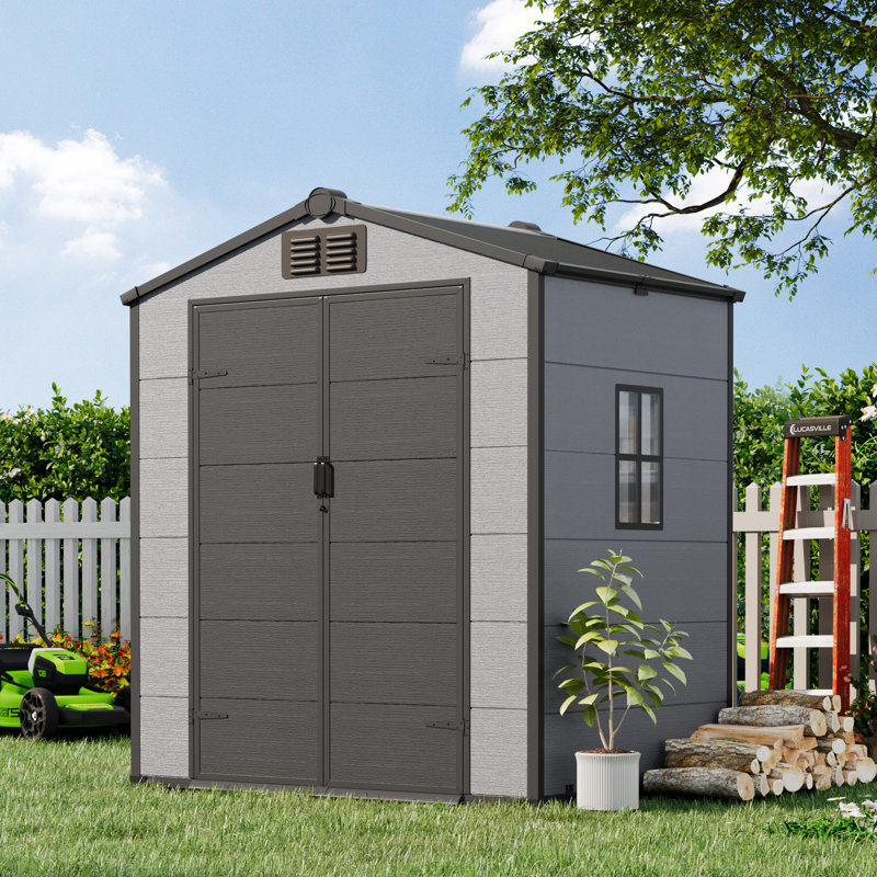 6X4 FT Outdoor Storage Shed, Weather-Resistant Shed With Lockable Double Doors & Built-In Floor, Sloped Roof Outdoor Shed For Backyard, Patio & Lawn