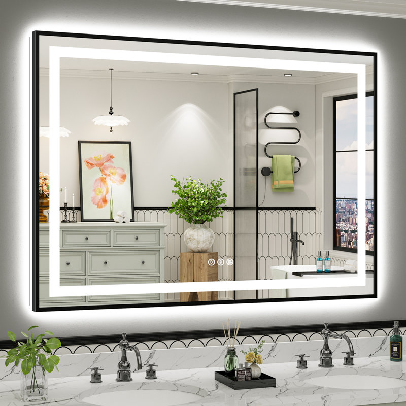 Miroir de salle de bain Matte, Rectangulaire, 55 po x 40 po