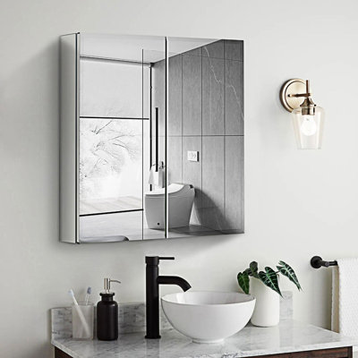 Armoire à pharmacie 2 portes avec miroir