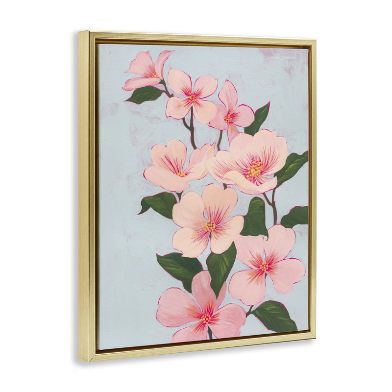 «Cherry Blossoms Vine» par Grace Popp, Cadre flottant métallique doré, H 21 po x l 17 po