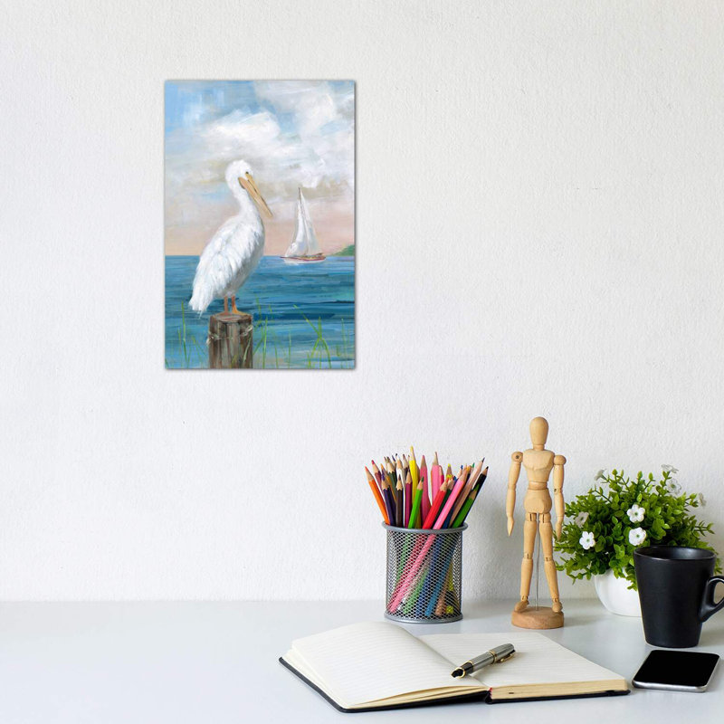Pelican View I by Sally Swatland - Wrapped Canvas Print, 20.32 cm H x 30.48 cm W
