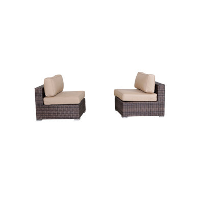 Chaises d'extérieur sans accoudoirs avec coussins (ensemble de 2) entièrement assemblées