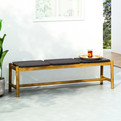 3 Seater Bench - Outdoor Bench With Rustic Wood, 61.5 In. Long X 16.43 Wide 18 High, 24.36 Lb Wood Design, by Dakota Fields