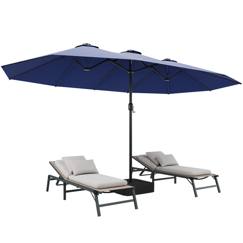 Parasol de marché rectangulaire avec base de 15 pi x 9 pi 10 ans sans décoloration, 15 Ft, Marine