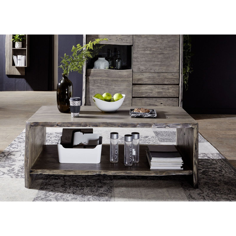 Pure Acacia Solid Wood Frame Coffee Table, Grey, H45 x L60 x W120cm