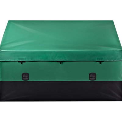 Rangement extérieur pour patio de 230 gallons avec bâche imperméable en PE, cadre galvanisé, poignées pour la mobilité, évent en filet pour maintenir les articles en parfait état, assemblage sans outil, boîte de rangement noire et facile à déplacer