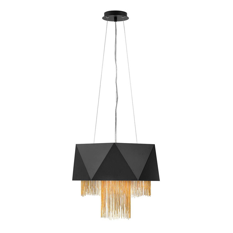 Troy 6 - Light Black Geometric Pendant, Gold