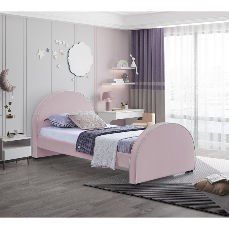 Lit en velours Hilbrand, Simple, Velours rose