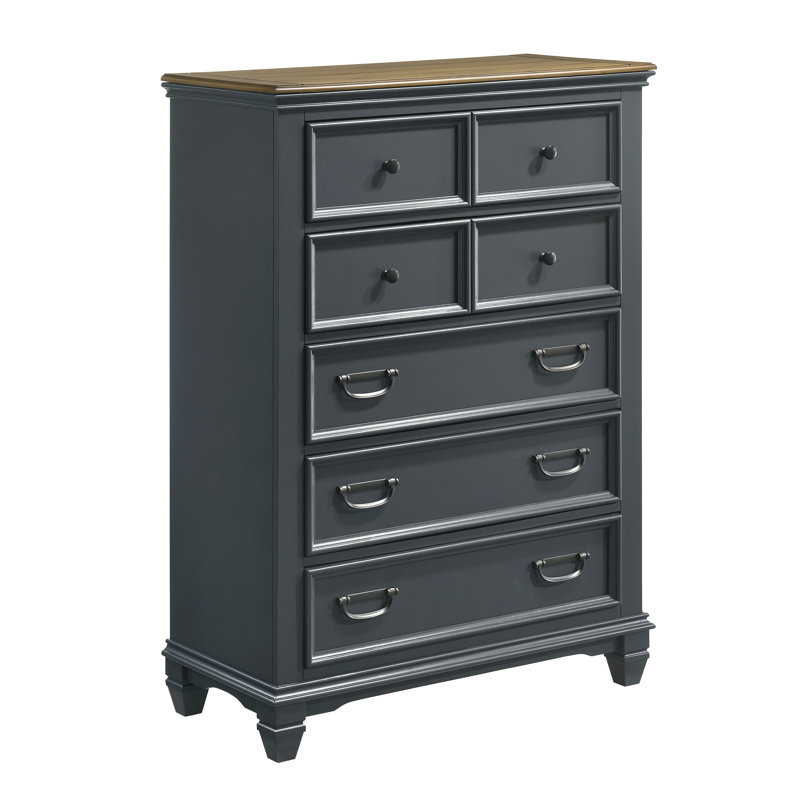 Commode 5 tiroirs Semaj, Bleu