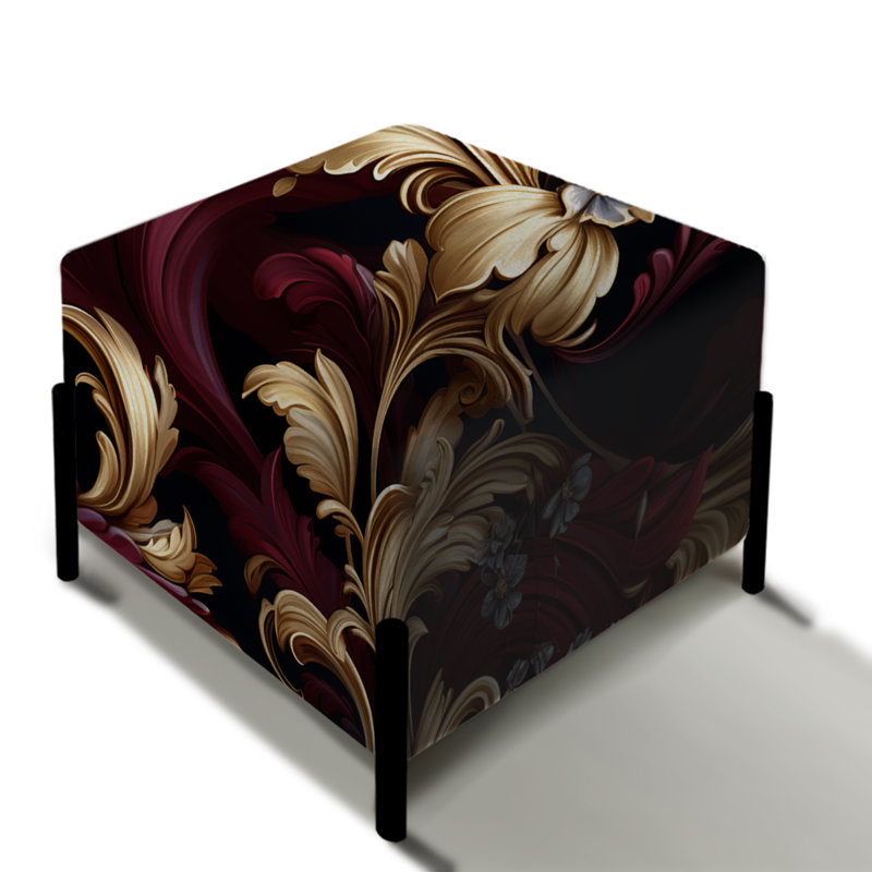 Opulent Royal Scrolls Victorian Pattern - Damask Square Ottoman