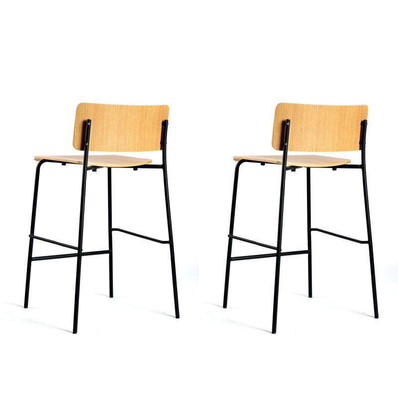 Mia Counter Stool with Metal Frame, Bar Stool (29.5" Seat Height), Natural Oak
